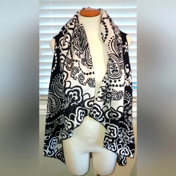 Shana Reversible Boho Print Open Front Cardigan Sweater/Poncho/Vest OS NWT - Picture 1 of 6